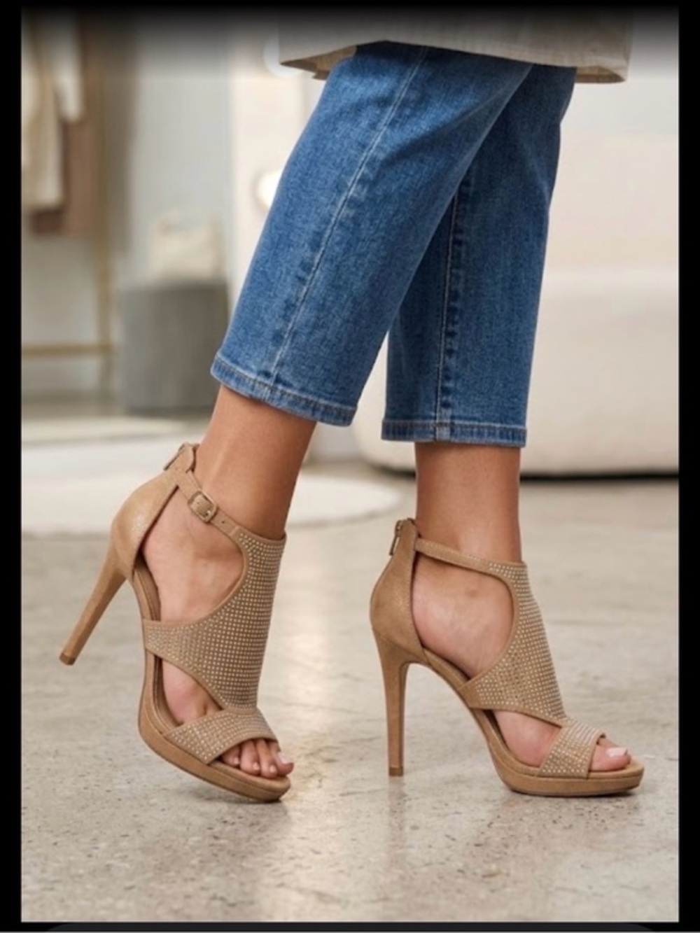 G by GUESS Rhinestone Embellished Strappy Heels